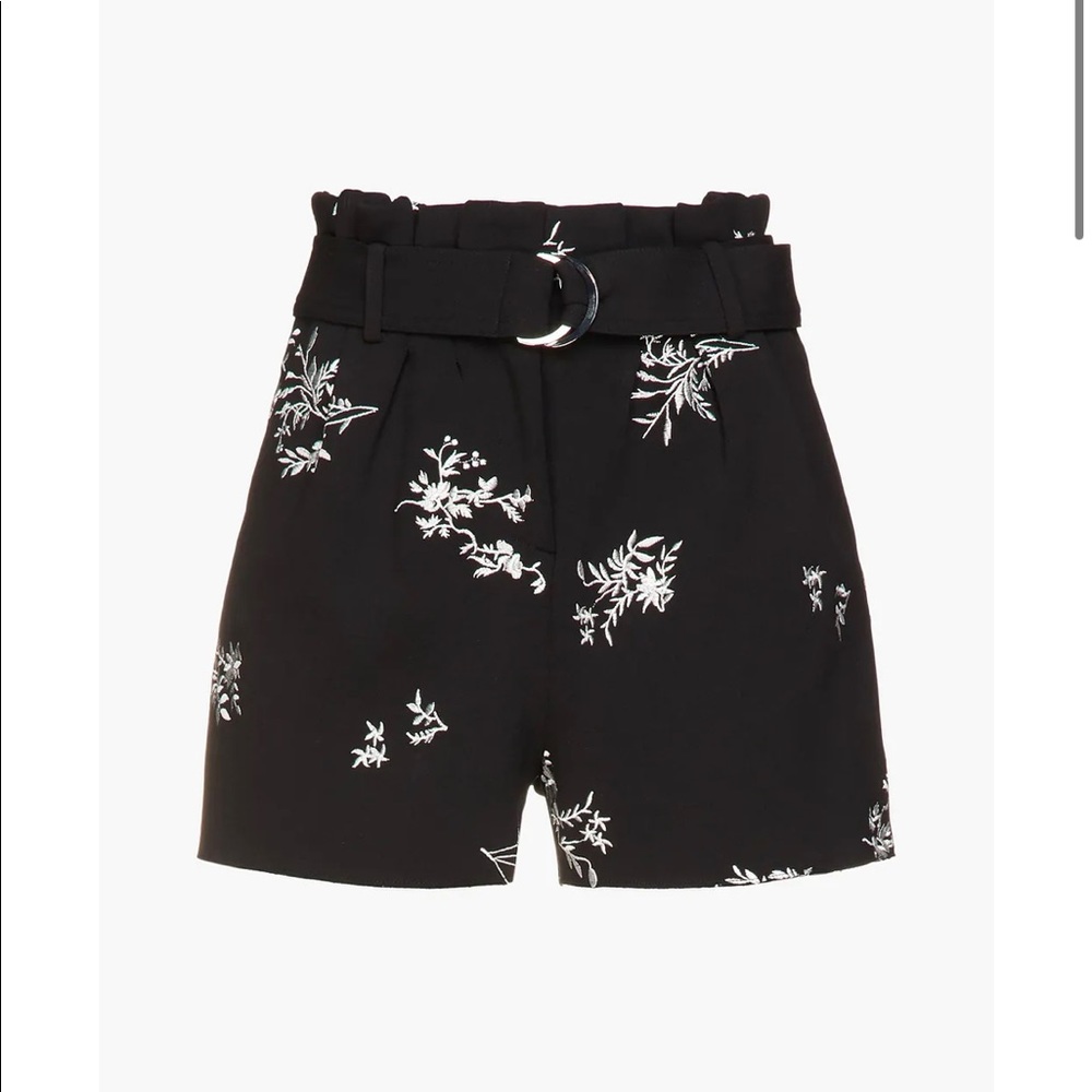 MAJE Ima embroidered pleated stretch-crepe shorts